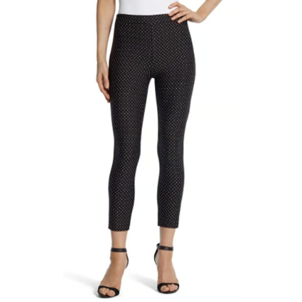 Chico's The Ultimate Fit Dot Print Crop Leggings Womens 2 Black High Rise NWT